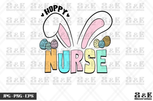 Hoppy Nurse Cute Easter Bunny Ears Graphics & T-Shirt Designs