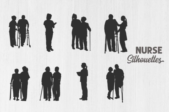 Nurse and Patient Silhouettes: Graphics & Illustrations