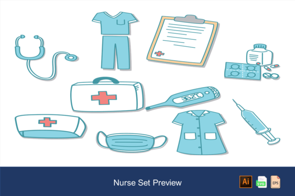 Nurse Illustration Set for Graphics and Illustrations